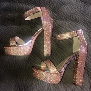 Platform sparkly heels
